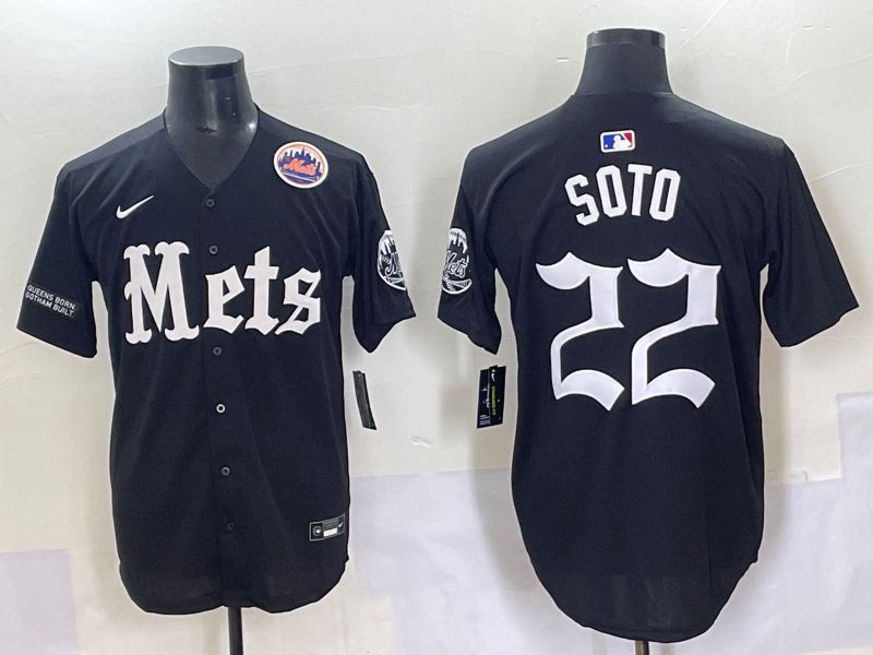 Men 2025 New York Mets #22 Soto Black Five generations Joint Name Nike MLB Jersey style 14->new york mets->MLB Jersey